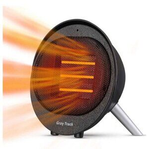 Small Space Heater - Portable Plug In Heat Fan, Fast and Quiet with Legs, Black